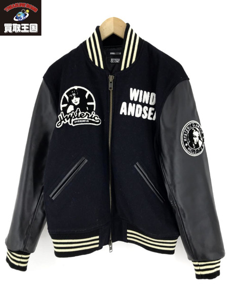 HYSTERIC GLAMOUR×WIND AND SEA 袖レザースタジャン